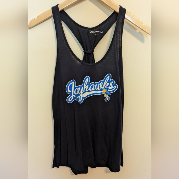 KU Jayhawks Navy Blue Champion Racer Back Tank - Women's Small - Picture 1 of 4